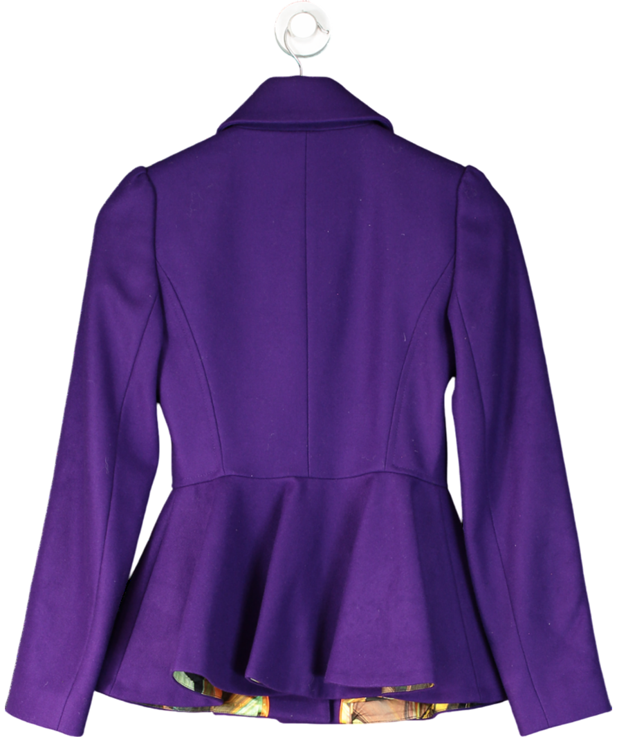 Ted Baker Purple Cashmere Blend Peplum Coat UK XS