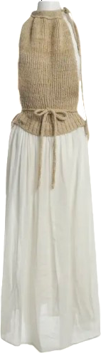 Loewe Cream Silk Knitted Top Maxi Dress UK S
