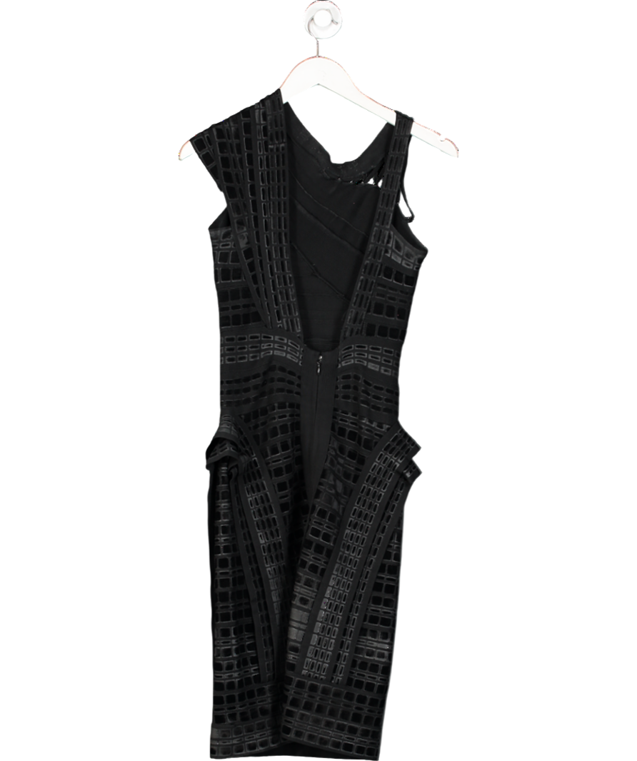 Herve Leger Black Lace Up Bandage Mini Dress UK S