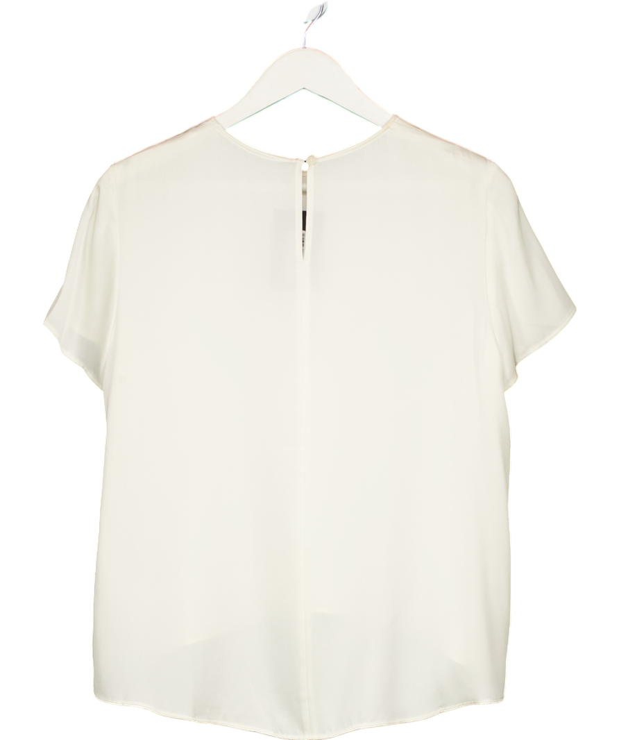 Goelia White 19 Momme Mulberry Silk Boat Neck Women Blouse UK 8