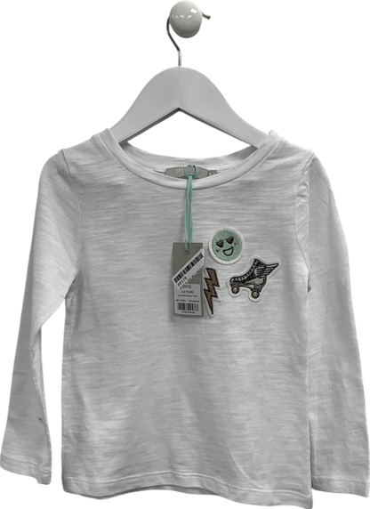 Mintie by Mint Velvet White Roller Badge Long Sleeve T-shirt 3 Years