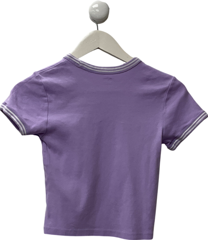 levis Cropped T-shirt In Purple With Serif Logo UK M