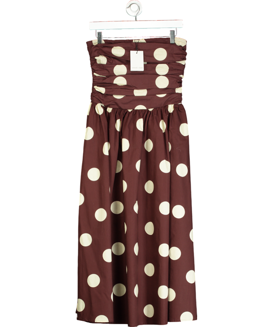 Nobody's Child Brown Spot Print Bandeau Felicity Midi Dress UK 6