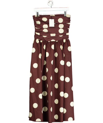 Nobody's Child Brown Spot Print Bandeau Felicity Midi Dress UK 6