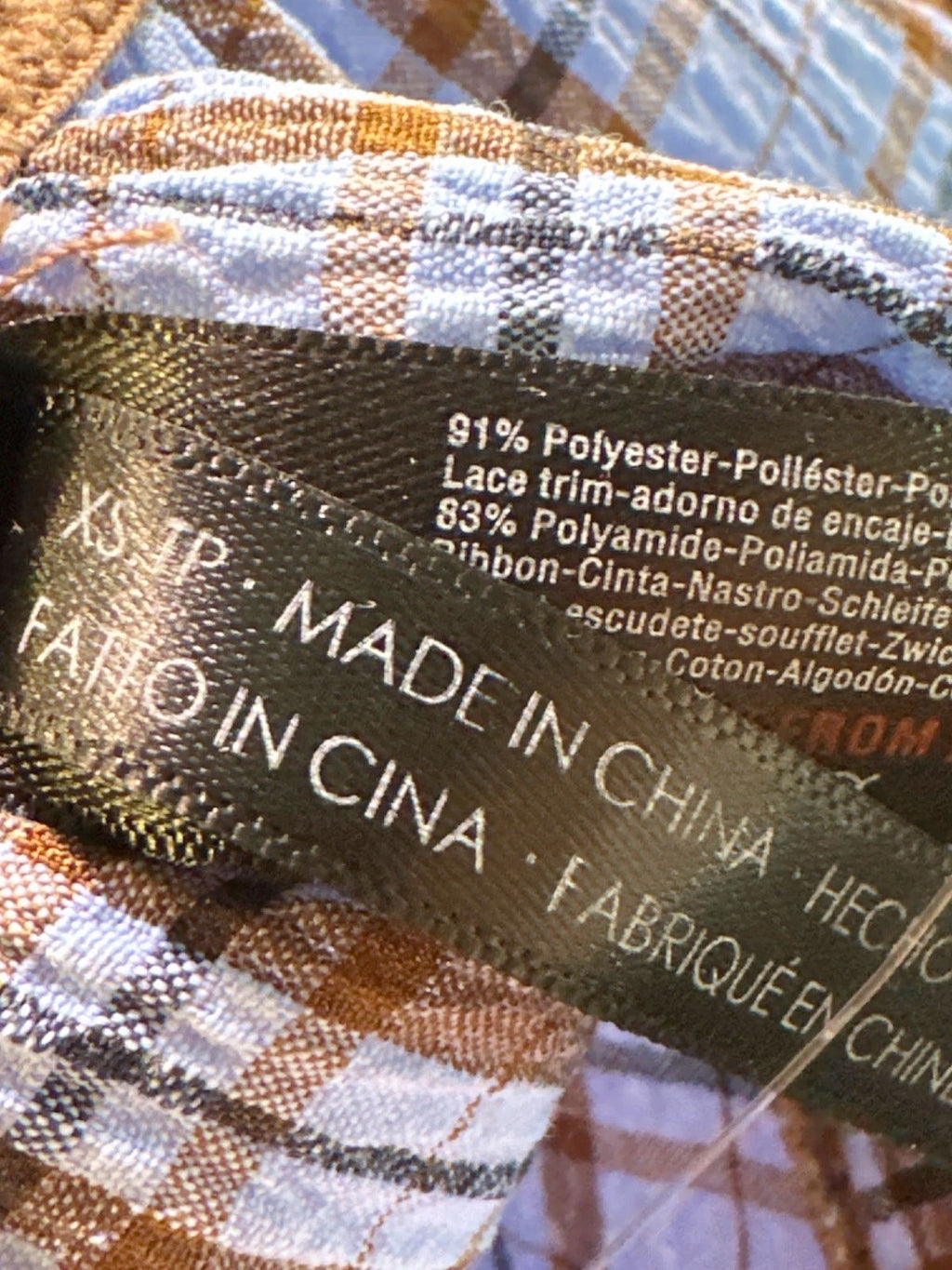 Out From Under Brown Plaid Lace Trim Shorts UK XS