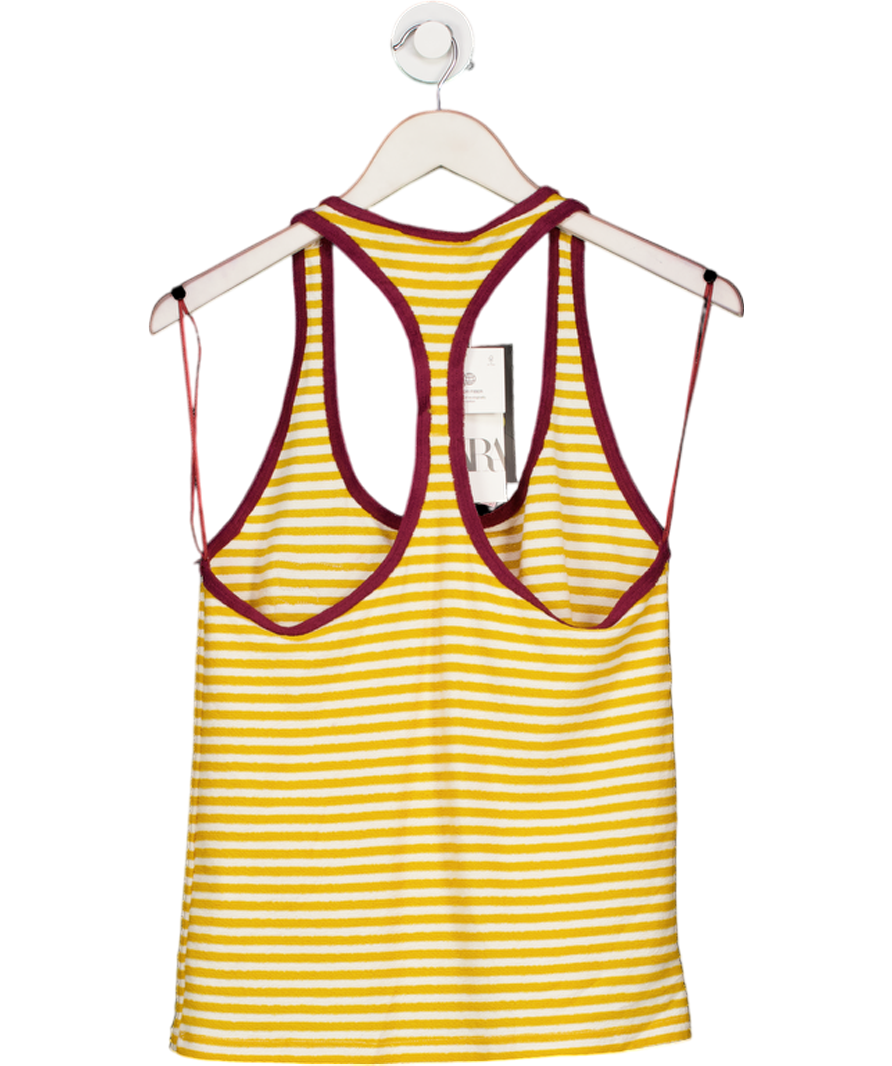 ZARA Yellow Chupa Chups Stripes Terry Cloth Racerback Vest UK S