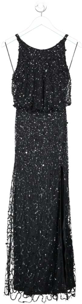 River Island Black Sequin Halter Neck Maxi Dress UK 8