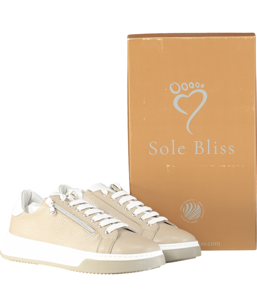 Sole Bliss Beige Statement In Pale Taupe Leather UK 8 EU 42 👞