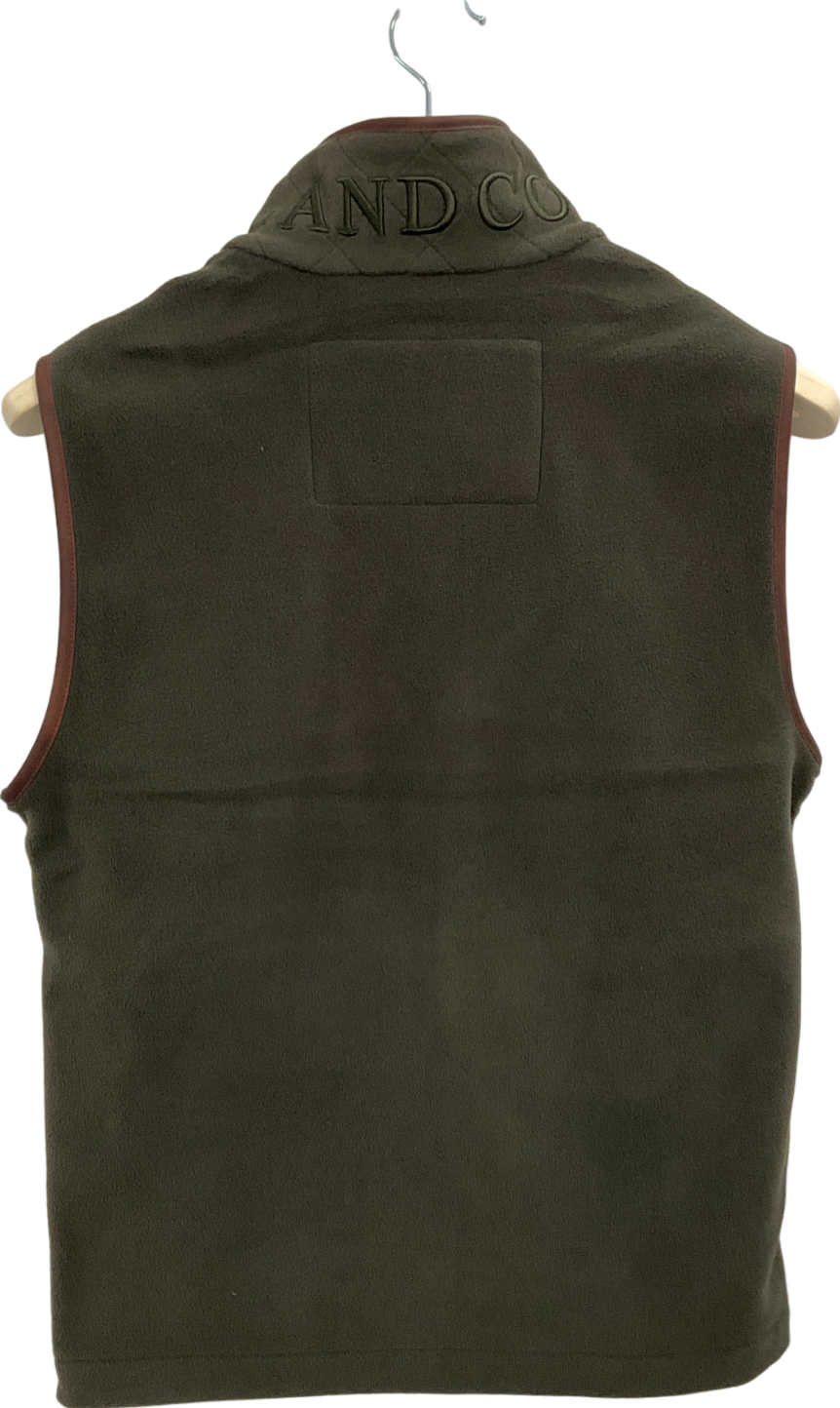 Holland Cooper Olive Green Embossed Logo Fleece Gilet UK XS