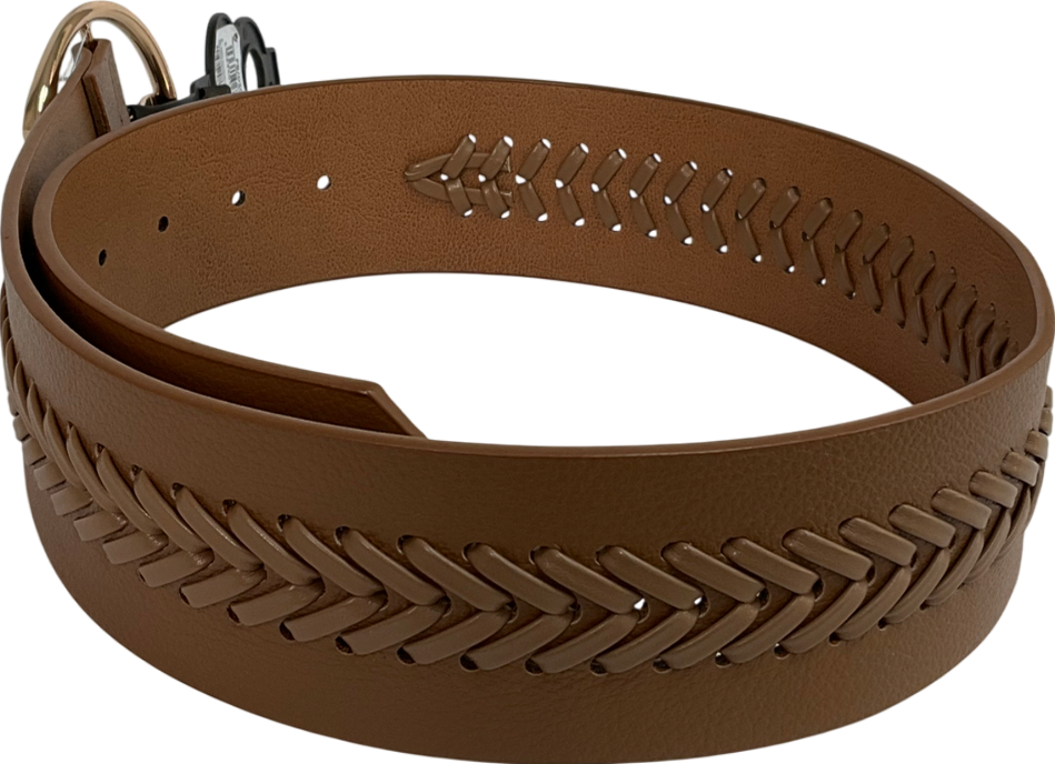 Next Tan Brown Plait Detail Wide Belt UK S