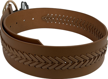 Next Tan Brown Plait Detail Wide Belt UK S