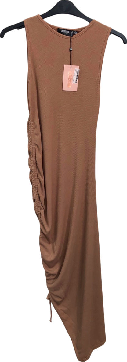 Missguided Brown Ribbed Asymmetrical Maternity Dress UK 8