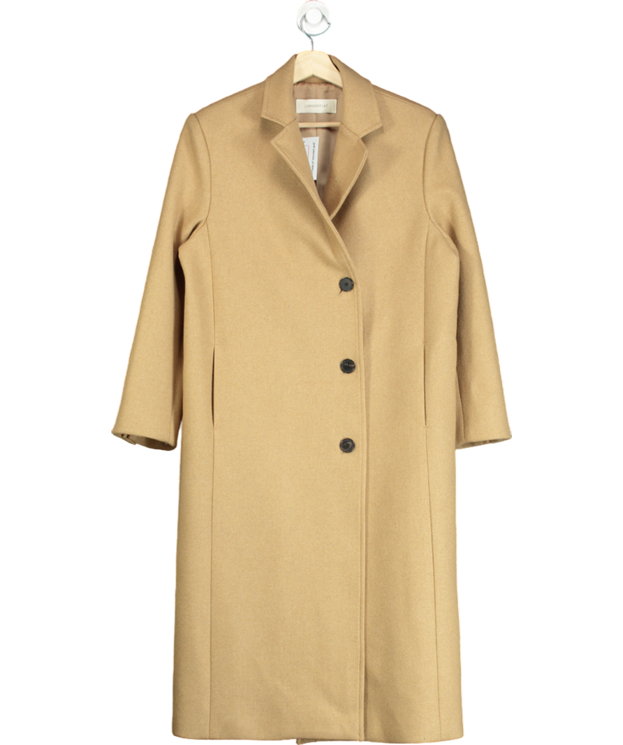 London Flat Beige Wool Overcoat UK M