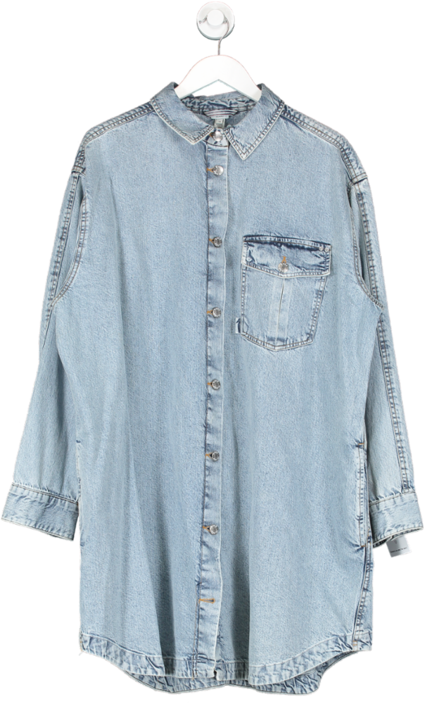 River Island Blue Oversized Denim Shirt Dress UK 18
