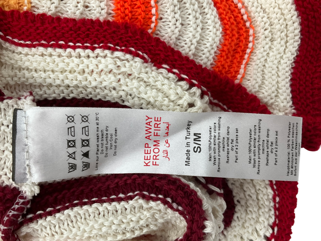 Nasty Gal White Striped Crotchet Top And Shorts Co-ord UK S/M