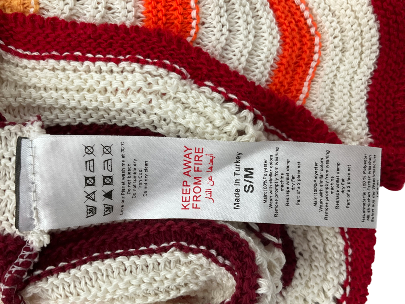 Nasty Gal White Striped Crotchet Top And Shorts Co-ord UK S/M