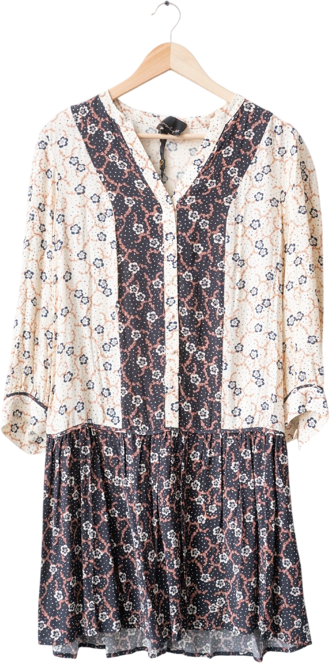 Phase Eight Black Buttercup Floral Long Sleeve Dress UK 10