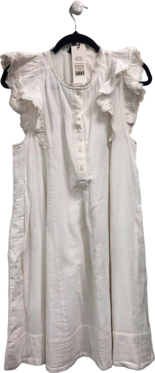 ME+EM White Cheesecloth Frill Short Swing Dress Cotton UK 14