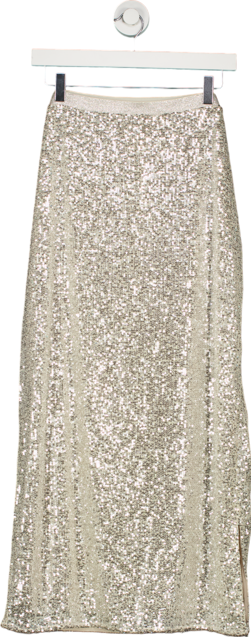 River Island Silver Sequin Skirt UK 16