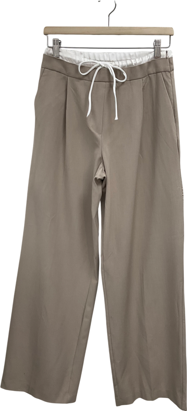 ZARA Beige Wide Leg Trousers UK S
