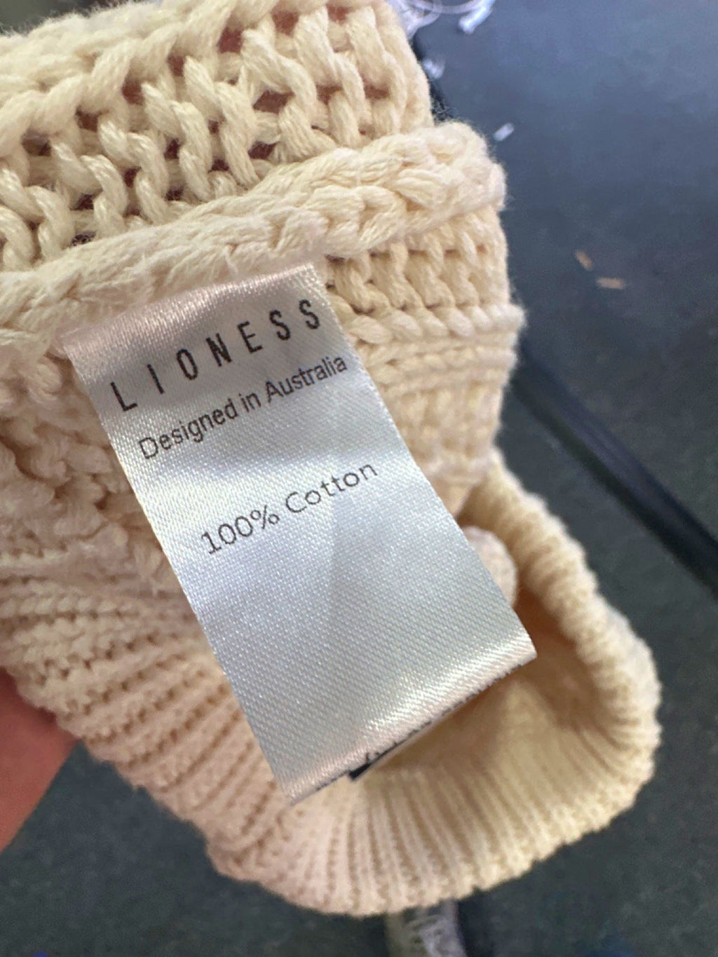 Lioness Cream Cable Knit Trousers UK M