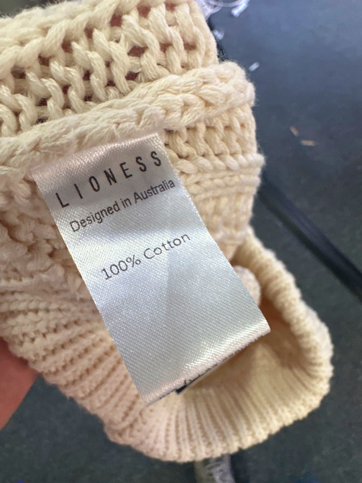 Lioness Cream Cable Knit Trousers UK M