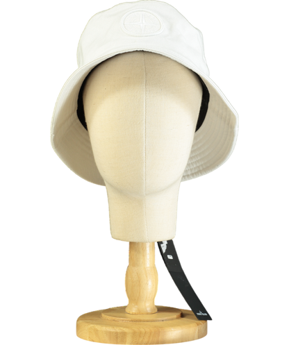 Stone Island White Compass-motif Cotton Bucket Hat UK M