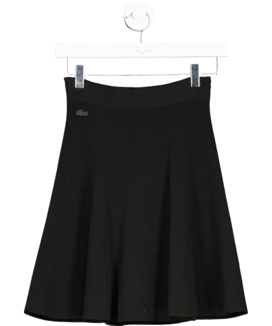 Lacoste Black 3d Ribbed Knit Flared Skirt UK 8