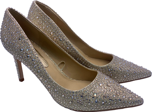Coast Pale Gold Sabrina Diamante Detail Heels UK 5