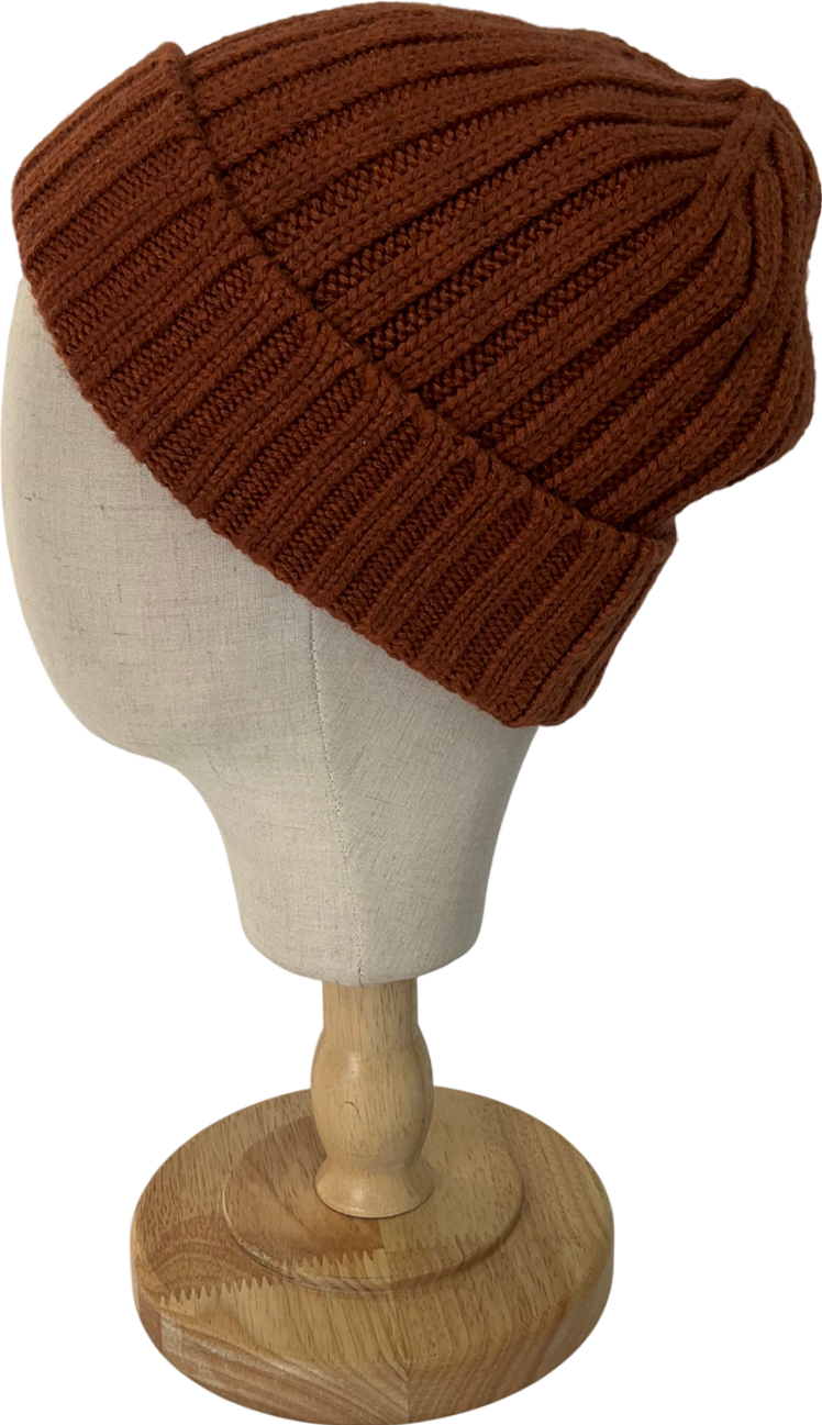 heattech Brown Ribbed Beanie One Size