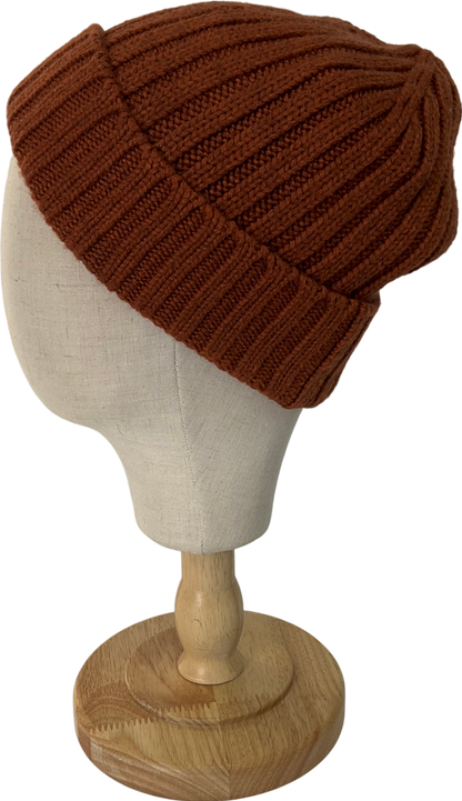 heattech Brown Ribbed Beanie One Size