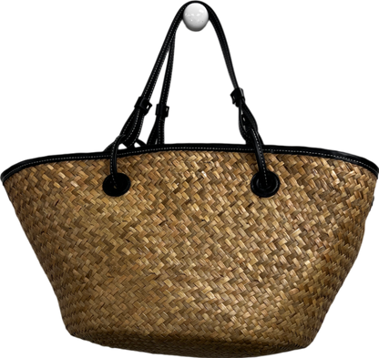 Mint Velvet Beige Ayla Straw Leather Detail Basket bag