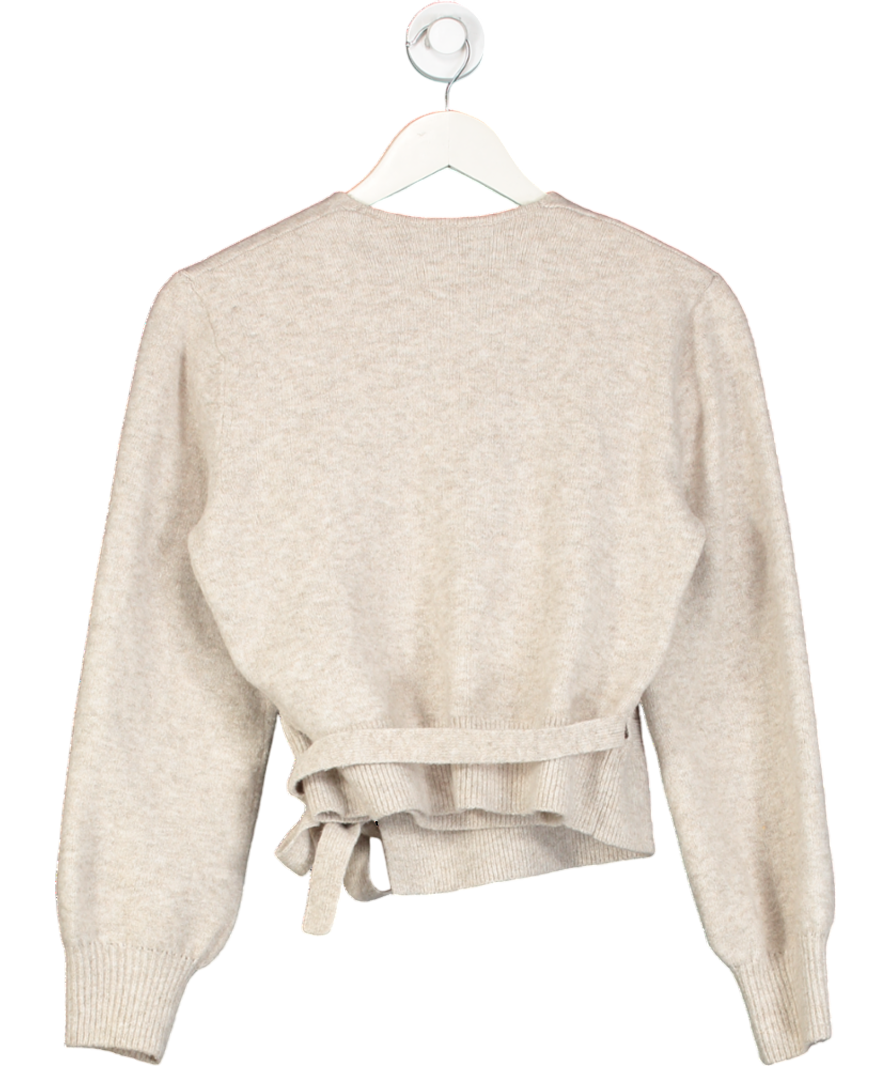 & Other Stories Beige Mohair-blend Knitted Wrap Cardigan UK XS