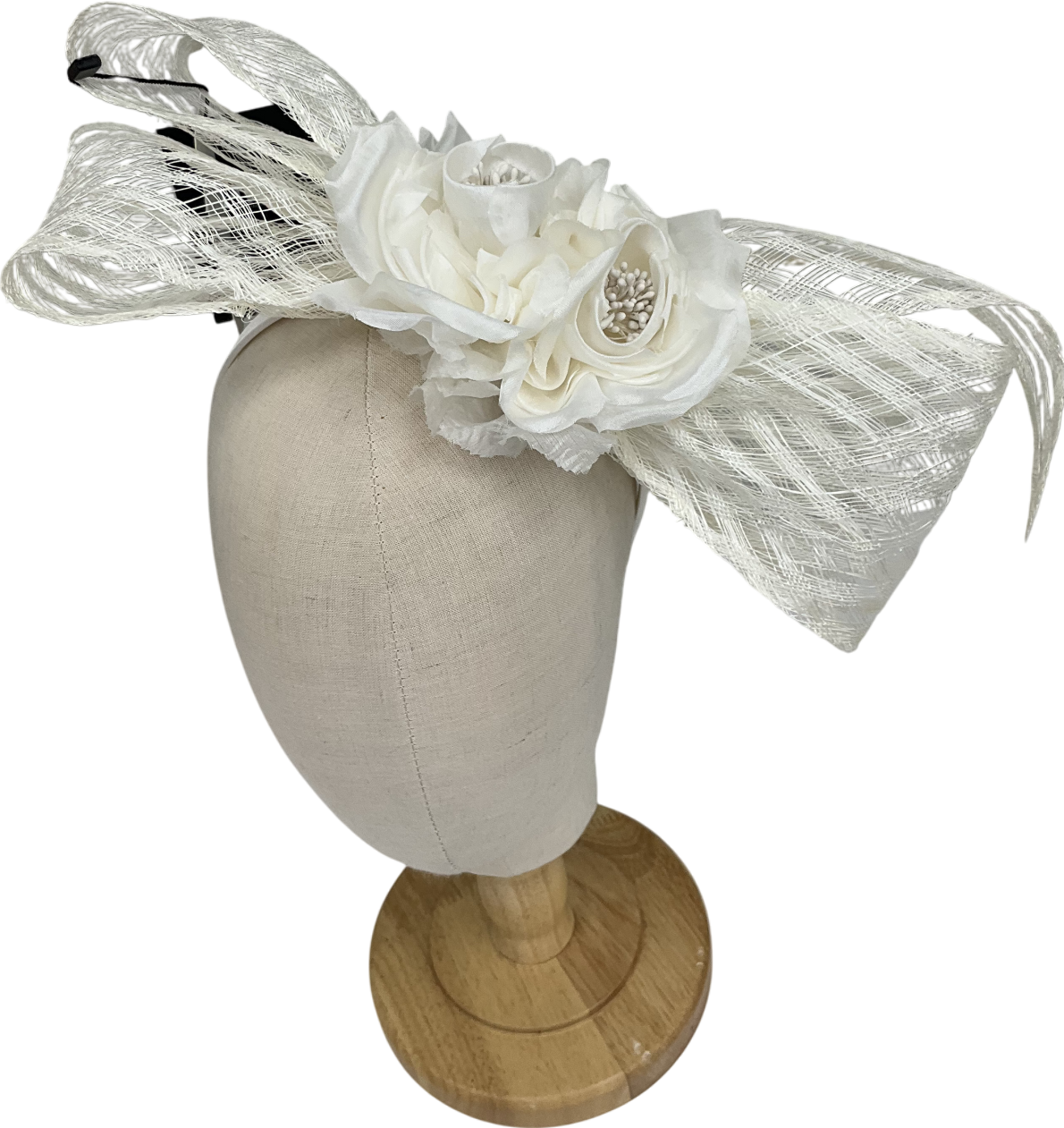 Karen Millen Cream Mesh Floral Bow Headband