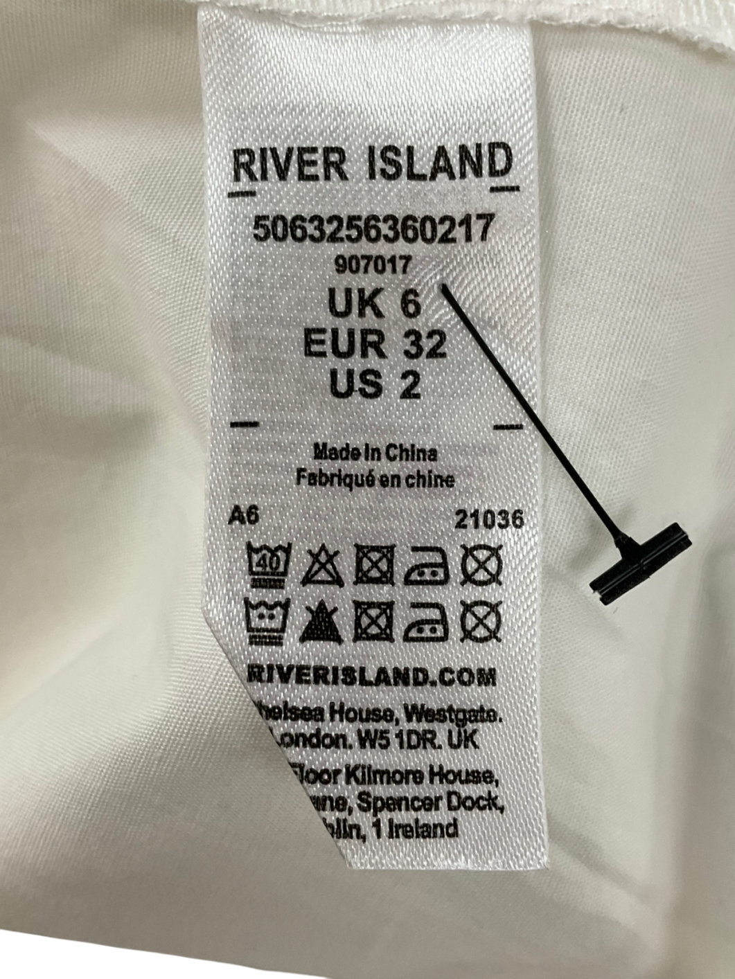 River Island White Frill Cut Out Sleeve Shirt UK 6