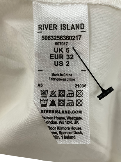 River Island White Frill Cut Out Sleeve Shirt UK 6