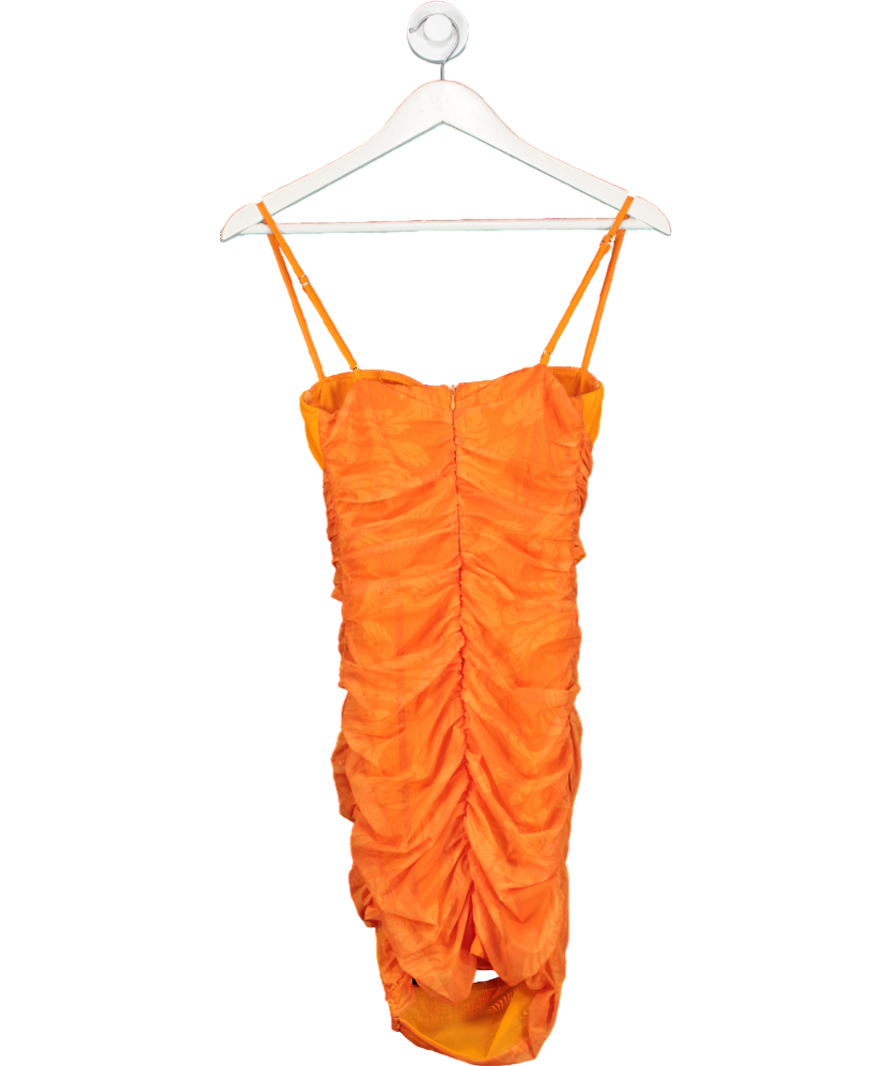 Oh Polly Orange Ruched Corset Ring Detail Dress UK 8