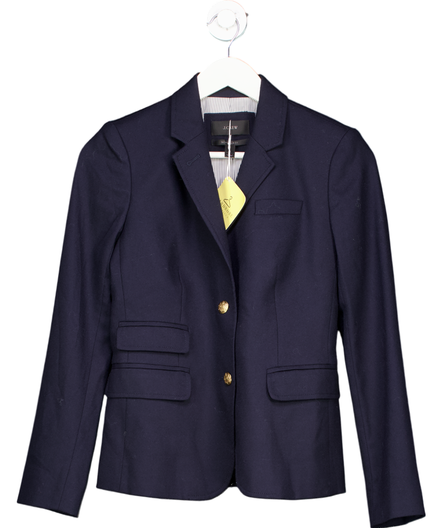 J. Crew Blue Navy Lined Wool Schoolboy Blazer UK 4
