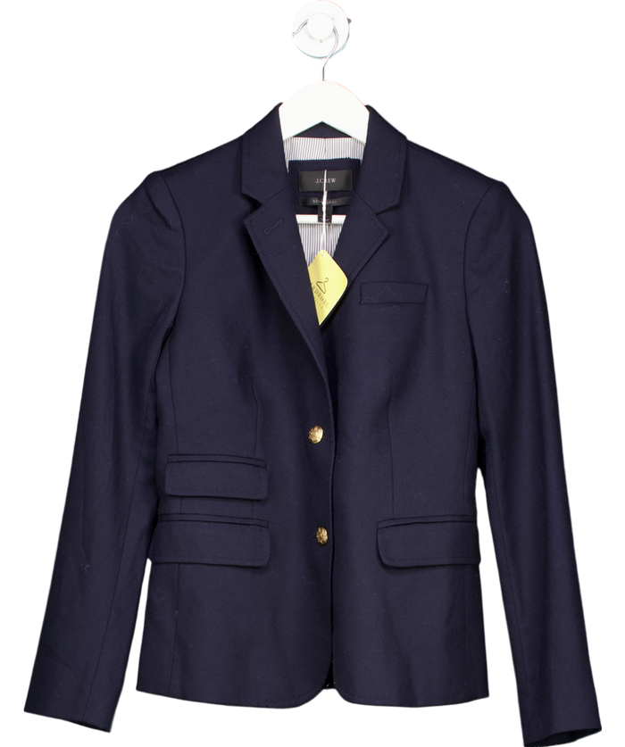 J. Crew Blue Navy Lined Wool Schoolboy Blazer UK 4