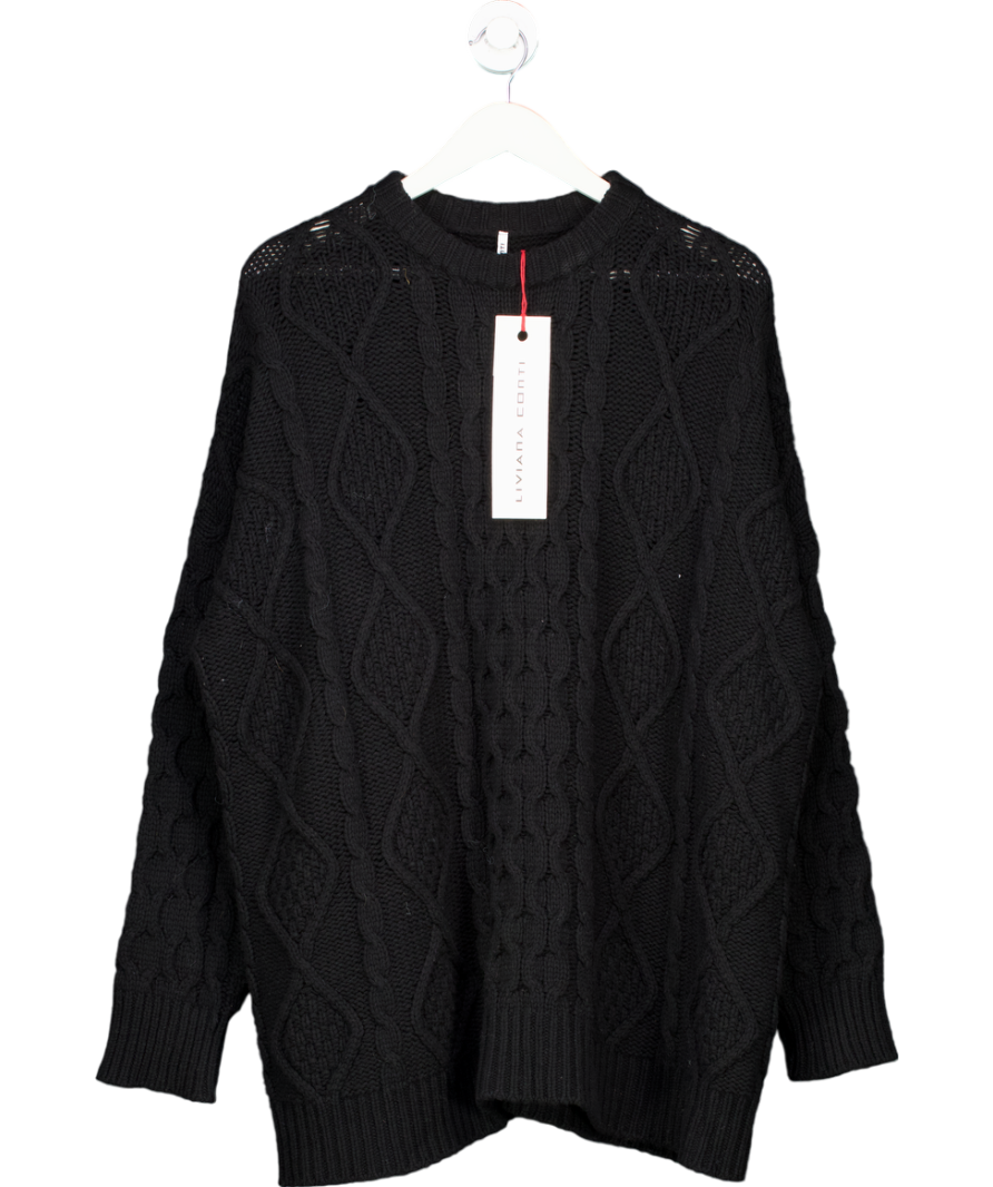 Liviana Conti Black Cashmere Blend Oversized Crewneck Knit UK XS/S