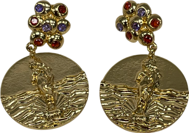 Metallic Gem Stone Dangle Earrings