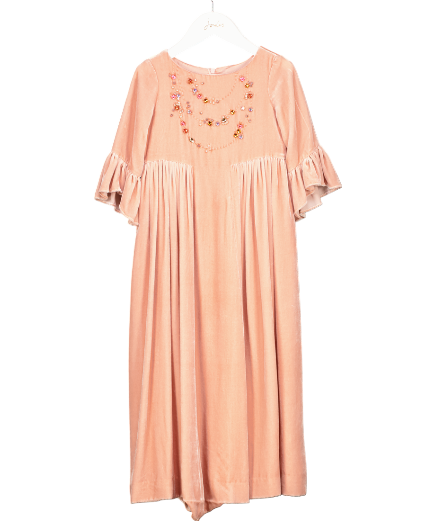 Bonpoint Pink Velvet Silk Embellished Dress 4 Years