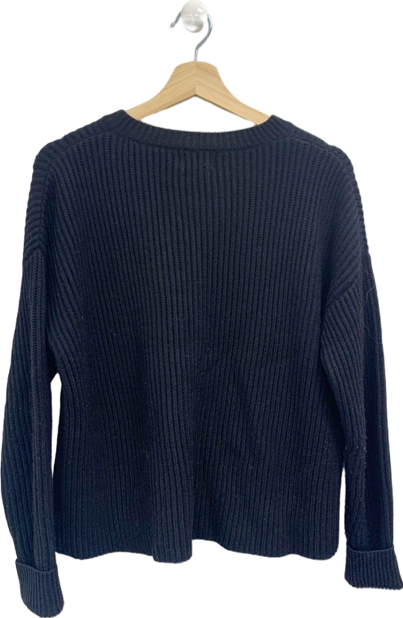 Joes Collection Black Ribbed Wool Jumper UK S