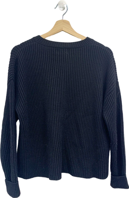 Joes Collection Black Ribbed Wool Jumper UK S