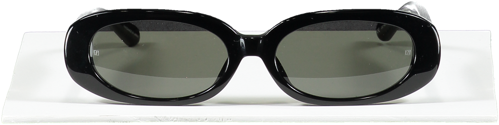 Linda Farrow Cara Oval Sunglasses In Black / Gold