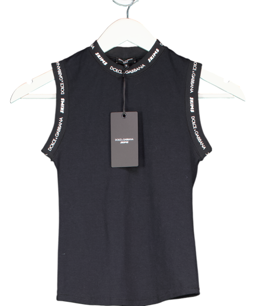 SKIMS Black X Dolce & Gabbana Cotton Jersey Tank Top UK S