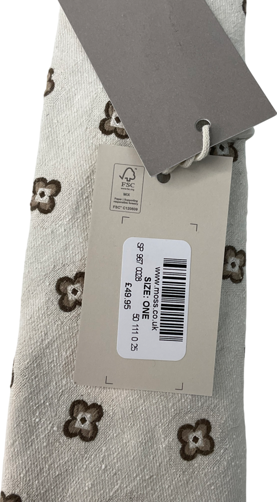 Moss Bros Cream Patten Tie One Size