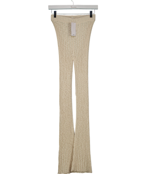 MANGO Cream Flared Ribbed Knitted Trousers UK XS