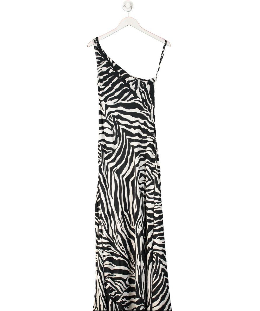 Alexandra Miro Black Zebra Print One Shoulder Maxi Dress UK M