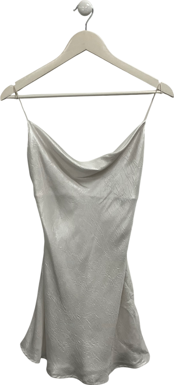 Meshki White Rhea Cowl Mini Dress - Pearl UK XS